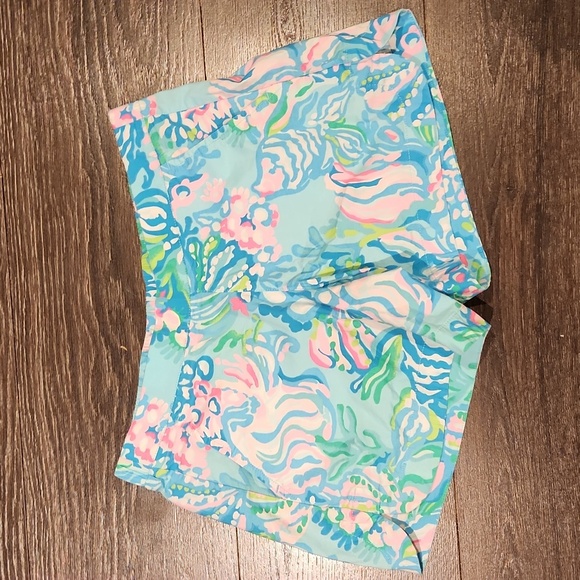❤️ NWOT! LILLY PULITZER OCEAN VIEW SHORTS IN COTTON POPLIN - AQUA LA VISTA - Picture 2 of 7